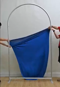 ซุ้มจัดงานแต่งงานรอบยืดหยุ่นสูงโค้งฉากหลังปกพิธีจัดเลี้ยงตกแต่งสีทึบ ชุดผ้าคลุมซุ้ม 3 ชิ้นสําหรับเหตุการณ์ ผ้าคลุมขาตั้ง