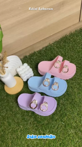 Sandal Slop Jokixx Eva Anak Perempuan Ban 2 Gesper Ring Kupu/ Mickey Gold Sol Tebal Empuk dan Nyaman Trendy / Size 24-29 (815K/815K-2)