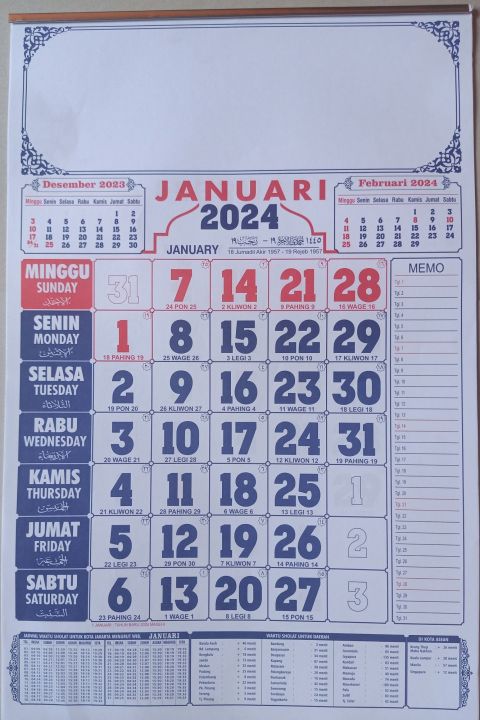 Kalender Dinding 2024 Dilengkapi Kalender Hijriah Dan Jawa Lazada Indonesia 8738