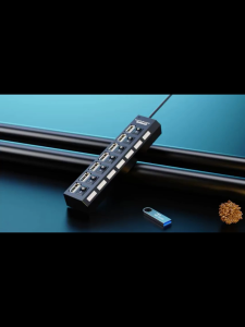 USB Dispenser พร้อมสวิตช์เปิด ปิด พอร์ตหลายพอร์ต USB 3.0 HUB 7 พอร์ต  10 พอร์ตแบบพกพาพร้อมสวิตช์แยกต่างหากรองรับการรับส่งข้อมูลความเร็วสูง 5Gbps