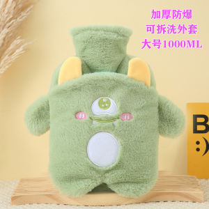 Portable Thickened Rabbit Fur Plush Winter Heated Water Bottle Cute Cartoon Monster Hand Warmer Refillable Burst Proof Washable
