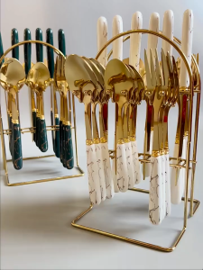 24-piece ceramic stainless steel cutlery set high quality non-fading gift box western cutlery knife fork spoon set