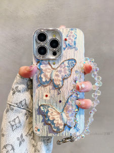 Silicone Phone Case for  17ProMax Full Cover Korean Style Womens Model Butterfly Flower Oil Painting Drill Dot Design