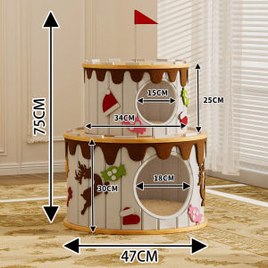 Multi-Layer Solid Wood Cat Climbing Frame Cat Toy Nail Grinding Barrel Integrated Cat Villa Indoor Pet Supplies Cat House