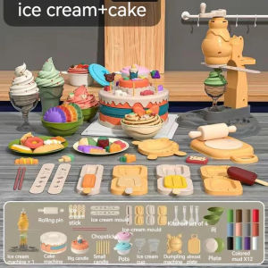 3D Plasticine Mold Modeling Clay Noodle Maker Diy Plastic Play Dough Tools Sets Toys Ice Cream Color Clay for Kids Birthday Gift