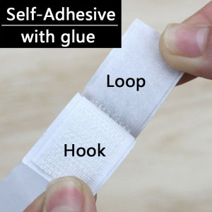 20-50mm White 1/3/5/10Meter Strong Self Adhesive Hook and Loop Magic Fastener Tape Double Sided Strap with Glue Sticker Velcroes