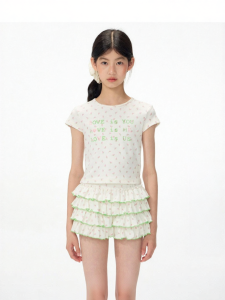 LOVESASAKIDS | Floral Print Round Neck Ruffled Short Sleeve T-shirt