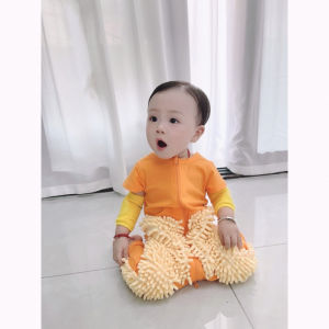 Baby Mop Man Crawling Suit Baby Mop Jumpsuit Floor Cleaning Anti-Dirty Jumpsuit Summer Thin Short-Sleeved