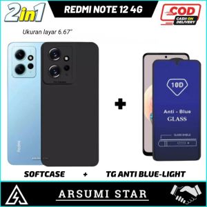 Promo Paket Murah 2in1 Case Xiaomi Redmi Note 12 4G Camera Softcase Slim Black Matte Case Liquit + Tg Anti Gores Ceramic Matte Anti Spy