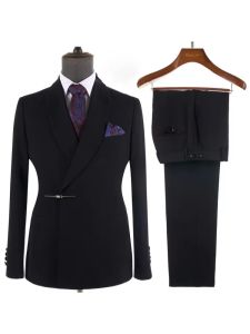 Fashion Style Mens Wedding Suits Shawl Lapel Double Breasted Blazer with Pants Set Formal Dinner Groom Tuxedos Male Outfit
