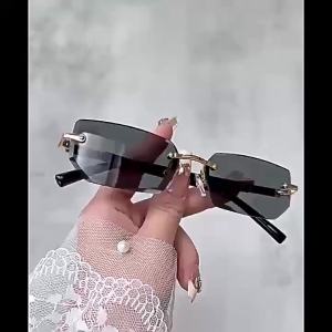 Retro Sunglasses Men Brand Designer Fashion Rimless Sun Glasses Shades Cutting Lens Ladies Frameless Eyeglasses