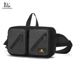 LouisWill Men Waist Bag Multiple Compartments Large Capacity Chest Bag Waterproof Outdoor Fitness Running Sports Chest Bag Fashionable Casual Phone Cross body Bag