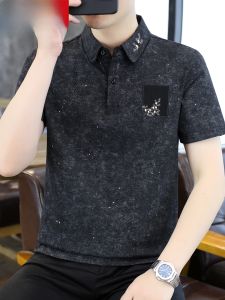 HENGYUANXIANG | Hengyuanxiang Mens Short Sleeve Polo Shirt Tie Dye Collared T-Shirt Summer Fashion Starry Sky Breathable Thin Cotton Polyester Blend