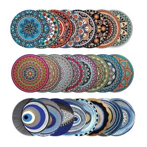 8PCS 10cm Wooden Coaster Tea Coffee Cup Pad Heat Resistant Round Bowl Teapot Mat Wood Placemats Coasters for Home Kitchen Decor