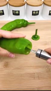 Seed Removal Green Pepper 304Stainless Steel Cut chili Coring device Corer 青椒去籽器 取芯器 304不锈钢 家用切辣椒厨房小工具 西红柿番茄便捷大辣椒红辣椒大青椒