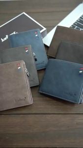 Baellerry Mens Vintage Luxury Leather PU Wallet Zipper Short Money Purse with Coin Pocket ID & Credit Card Holder