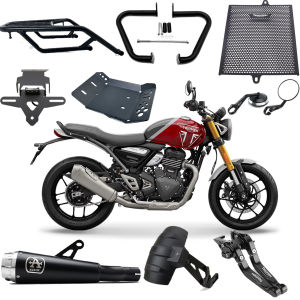 อุปกรณ์เสริมสำหรับ Speed400 Triumph Scrambler400X ตะแกรงหม้อน้ำรถจักรยานยนต์2023-2025ฝาครอบอุปกรณ์ปกป้องป้องกัน/กระจกมองข้างมองหลัง/เฟรม/เคสกันกระแทก Exhuast/ชุดท่อ Exhuast/ชุดคันโยกคลัตช์เบรก/บังโคลนหลัง/หางป้ายทะเบียนรถความเร็ว400 Scrambler