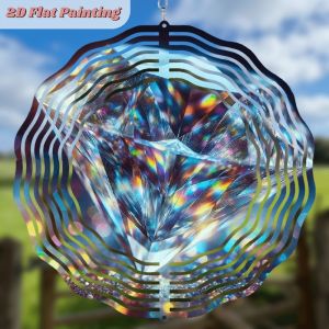 CIFbuy | 2D Flat Colorful Diamond Pattern Wind Spinner - 360 Swivel Hook Garden Patio Decor for USA 250th Anniversary Gift
