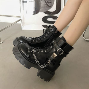 Cool Sweet Thick Bottom Martin Boots Womens 2025 Spring Autumn New Black Versatile Motorcycle Boots Heightening British Style Short Boots