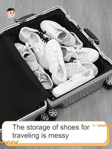 Portable Non-woven Shoe Bag. Made of Waterproof and Dustproof Materials It Is A Convenient Travel Drawstring Handbag Used for Storing Shoes.