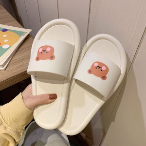 Cartoon Home Slippers Summer Indoor Bathrooms Flat Bottom Anti-slip Couples Cute Home Slippers Men Women PVC Material