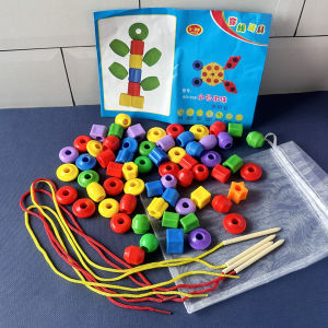 Childrens Bead Stringing Toys Educational Thread Beads Blocks Early Education Hands-On Training Attention Baby Kindergarten Teaching Aids