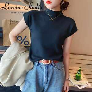 Lareine Áo Thun Nữ Tay Ngắn Cổ Lọ 2023 áo áo len mặc lót mới
