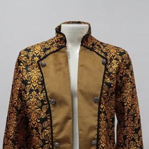 Medieval European and American Mens Coat Solid Color Fashion Steampunk Uniform Stand Collar Costume Stage Performance Outfit