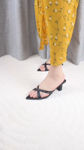 Dép Cao Gót Nữ Quai Chéo LUME Cao 5cm Lót Êm Form Ôm Chân Thanh Lịch Dễ Phối Đồ