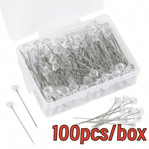 100 Chiếc Ghim Kim Cương Trong Suốt 3.15 Inch Ghim Kim Loại Thẳng Trong Suốt Dùng Trang Trí Hoa Cưới Thủ Công
