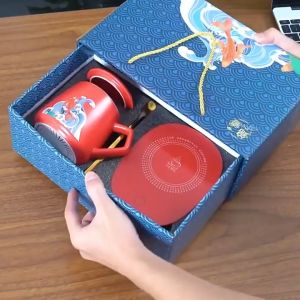 Bộ Cốc Làm Nóng Cà Phê Sữa 55 Độ Bộ Cốc Ly Sứ Hoa Văn Cung Đình Pha Trà Cà Phê Có Đế Hâm Nóng Hẹn Giờ Có Hộp Làm Quà Biếu Tặng