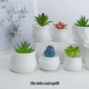 5Pcs Flower Pot Round Planters With Artificial Lawn Vase White Plastic Thick Plants Flower Pot Home Garden Decorations【SMQ】