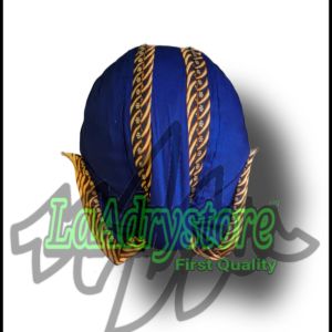 BLANGKON JOGJA JAWA MOTIF SAMURAI BIRU KLIWIR PANJANG KUALITAS HALUS BISA LIPAT DAN CUCI DEWASA