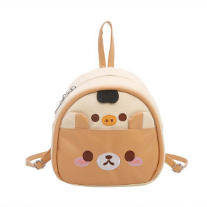 LZ69 Mini Backpack Women Cute Bear PU Leather School Bag Lightweight Travel Daypack with Zipper L69Z