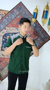 Baju Koko Pria Lengan Pendek Motif Araseo Bisa COD Kombinasi Batik