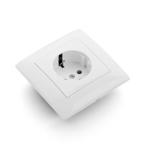 White Flame Retardant Paint Plastic EU Standard With Ground 250V Wall Embedded AC Power Sockets Plugs Socket Classic Socket 250V