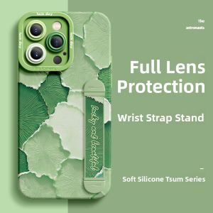 SUPER MOUSE | Anti-Shock Extendable Wristband Stand Full-Cover Creative Oil Painting Lotus Leaf Phone Case