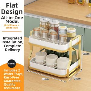 CAIYUNJIA | Storage Drain Water Cup Holder Shelf Double Layer Tray
