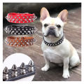 Adjustable Leather Pet Dog collar Neck Strap Supplies PU Leather Punk Rivet Spiked Dog Collar Pet Collars For Small Dog Cat. 
