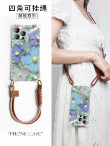 Summer New Style Silicone Phone Case for  15 14promax with Wrist Strap Fashionable Korean Style Womens Crossbody Case