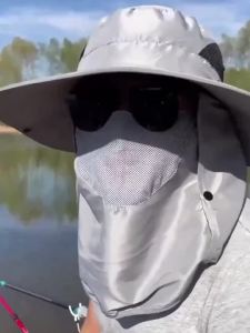 WRELS | Fishing Sun Hats Breathable Sunscreen Large Brim Hunting Hiking Bucket Hats Windproof Anti UV Travel Mountaineering Hats