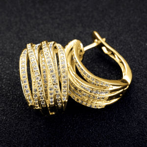 Huitan Màu Bạc Chữ Thập Khuyên Tai Dành Cho Nữ Với Đầy Đủ Pha Lê Đính Đá Cubic Zirconia Hợp Thời Trang Tuyên Bố Trang Sức Nữ