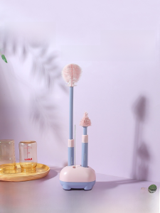 Silicone Baby Bottle Cleaning Brush Base Set Newborn Infant Special Cleaning Brushes for Baby Bottles Durable Easy to Clean
