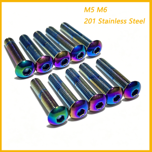5pcs 201 Stainless Steel Round Button Head Hex Socket Screws 4.8 Grade M5 M6 for Motorcycle Mod Furniture Assembly Hardware