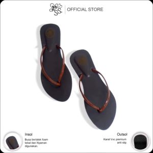 Grevino Sandal Wanita Flat Jepit Desain Korea Karet Kekuatan Tinggi Ruby