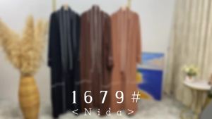 AliExpress Middle East Dubai Contrast Color Striped Cardigan Muslim Robe Womens Foreign Trade plus Size Long Dress 1679