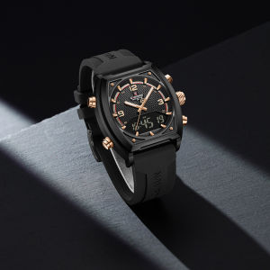 NAVIFORCE Original New Mens Quartz Watch Luminous Pointer + LCD Digital Display Dual Display Dial Date Chronograph Lightweight Silica Strap Waterproof 30m Mens Outdoor Sports Casual Watch NF9242