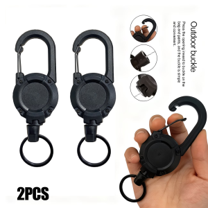 2pcs Retractable Keychain Retractable Badge HolderTactical ID Tag Reel with 23.6Inch Retractable CordBackpack Keychain