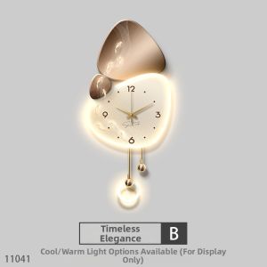 RUIBAHAO | Luxurious Wall Clock with Creative Lattice Light Decor