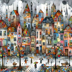 Colorful Small Town Cartoon Jigsaw Puzzle 500 1024pcs For Beginners Adults Home Wall Decor Gift Brain Teaser Family Game